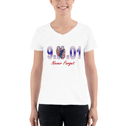 Women's Casual V-Neck Shirt  9.11.01 Never Forget
