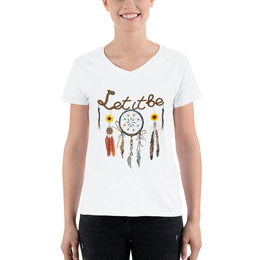 Women's Casual V-Neck Shirt Let it be