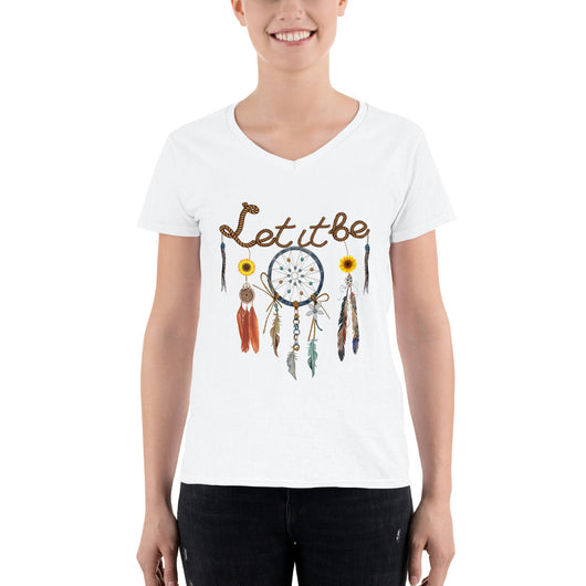 Women's Casual V-Neck Shirt  Let it be