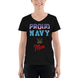 Women's Casual V-Neck Shirt  Proud Navy Mom