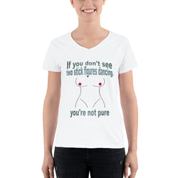 Women's Casual V-Neck Shirt  Two Stick Figures