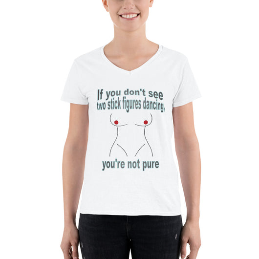 Women's Casual V-Neck Shirt  Two Stick Figures