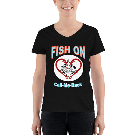 Women's Casual V-Neck Shirt  FISH ON