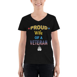 Women's Casual V-Neck Shirt  Proud Wife of a Veteran