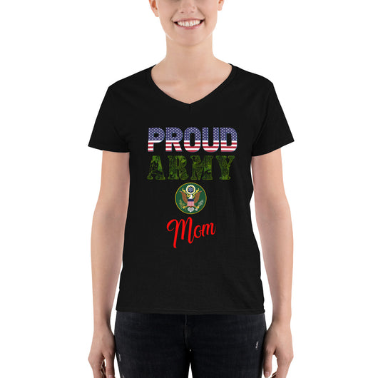 Women's Casual V-Neck Shirt  Proud Army Mom