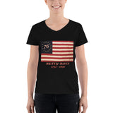 Women's Casual V-Neck Shirt  Betsy Ross 1776 (front side print)